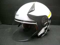 中古美品 RENAULT ルノー Wシールド 57-60cm未満 ジェットヘルメット ホワイト/グレー RN-999W