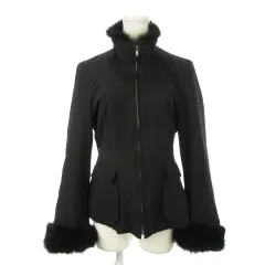 エンポリオアルマーニ EMPORIO ARMANI 中綿ジャケット スタンドカラー ダブルジップ フェイクファー 38 M 黒 ブラック /MN10 ■GY17のサムネイル