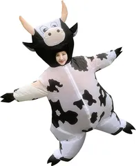 DAIFUQIHUA 牛 コスプレ 着ぐるみセット コスチューム 牛姿 膨張式 空気充填 インフレータブル式 耐久 ブラック/ホワイト