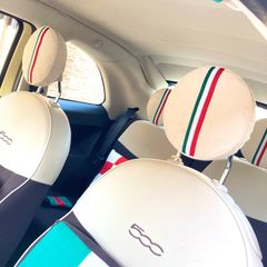 No.517 FIAT500 ヘッドレストカバー4点セット　ハンドメイド