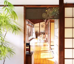 【MINIBOX 桐生の制作工房 正規販売店】【2026年新作】のれん スクラッチ風 菊_GR 幅85×丈30cm【日本製】目隠し 葛飾北斎 浮世絵 日本絵画 和柄 和風 暖簾 間仕切り 洋柄 家紋 タペストリー ポスター【匿名配送 ネコポス 全国送料無料】