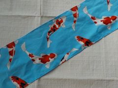 ☆ふんどし☆薄い青に錦鯉模様プリントの六尺褌１８×２８０ｃｍ「褌工房さっぽろ」