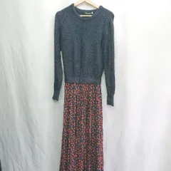 ◇ ⊇ COCODEAL ココディール ドッキング ドット柄 長袖 ロング ワンピース サイズ2 ネイビー オレンジ系 レディース E  【1503060002889】