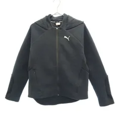 PUMA プーマ プリント 長袖 ジップパーカー S ブラック スウェット レディース 古着