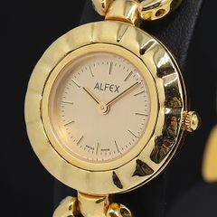 箱付 稼働 アルフレックス QZ チェンジベゼル ゴールド文字盤 レディース腕時計 2000000 NSK KMR