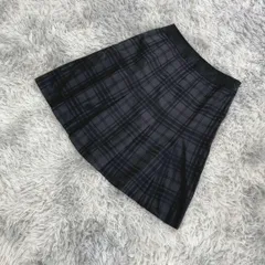【m.f.editorial】エムエフエディトリアル  ひざ丈スカート【L】ガーリー  大人カワイイ  チェック柄  レディース  黒系  ブラック【送料無料】のサムネイル