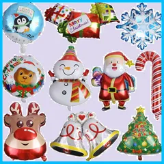 【特価商品】雪だるま デコレーション 装飾 Christmas サンタクロース 風船 飾り付け クリスマスベル 10個セット アルミ バルーン クリスマスツリ クリスマス CINECE