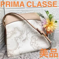 専用です❣️購入しないでください❣️外観美品❣️ PRIMA CLASSE プリマクラッセ 世界地図柄 PVC×レザー クロスボディ ショルダーバッグ 斜め掛け アイボリー