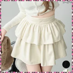 送料無料 フリルティアードミニスカート ショート丈 フレアスカート レディース ハイウエストフェミニン インナパッツ付きスカート チラ見え防止 ウエストゴムAラインスカート 韓国風スカート美脚 着やせスカート無地 コンパクトスカート