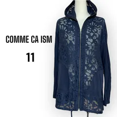 COMME CA ISM (コムサイズム) フード付き シースルー レース パーカー レディース 11号 ネイビー 日よけ 薄手 NR06-31
