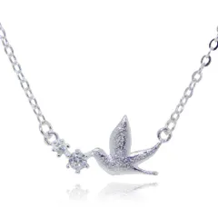 鳩デザイン CZダイヤモンドネックレス シルバー925コーティング レディースアクセサリー キュービックジルコニア ジュエリー