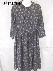 ◇ earth music&ecology 花柄 フラワー 長袖 ロング ワンピース サイズF グレー系 レディース  【中古】 【1102090022524】