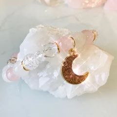N21.《moon power》ムーンストーン☆ローズクォーツ☆パワーストーンブレスレット