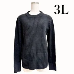 ノアンヌ　 レディース　ハイネックニット　カシミヤニットタートルネック セーター 長袖 3L 15号 大きいサイズ リブニット ブラック 黒 ラメ 袖ボタン 秋冬 美品 上品 きれいめ 