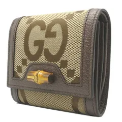 【新品】●GUCCI専用紙袋付き●グッチ 658635 UKMBT 2572 (ベージュ系×ブラウン系) 財布 二つ折り財布 GUCCI DIANA JUMBO GG ジャンボ GG キャンバス バンブー ダイアナ ミニ ウォレット  レディース