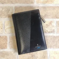 ランバンオンブルー ☆ レザー 折財布 財布 コンパクト ブラック LANVIN en Bleu