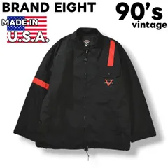 【美品】 90s ヴィンテージ USA製 BRAND EIGHT ナイロン ジャケット ウィンドブレーカー ジャンパー ジップアップ ブルゾン オーバーサイズ  XL ブラック x レッド メンズ