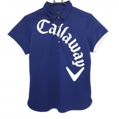 【超美品】キャロウェイ 半袖ポロシャツ ネイビー×白 ビッグロゴ  レディース LL ゴルフウェア Callaway