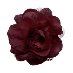 [ティグロス] TIGLOSS コサージュ 花 フラワー 飾り 大きめ ブローチ 卒業式 入学式 セレモニー フォーマル ジャケット スーツ ギフト 結婚式 お呼ばれ ドレス パーティー クリック ピン おしゃれ 10種 専用BOX付（ボルドー） [ボルドー]