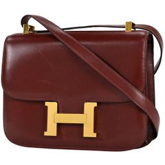 エルメス HERMES コンスタンス 23 ハンドバッグ ショルダーバッグ ボックスカーフ ボルドー レディース 【中古】