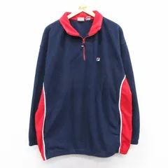 XL/古着 フィラ FILA 長袖 ハーフジップ フリース ジャケット メンズ ワンポイントロゴ 紺他 ネイビー 25sep13 中古 アウター