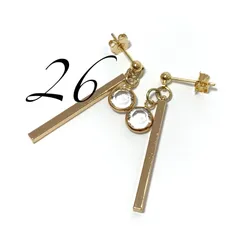 26シャネルストーンとスティックパーツのハンドメイドピアス イヤリング 現品限り