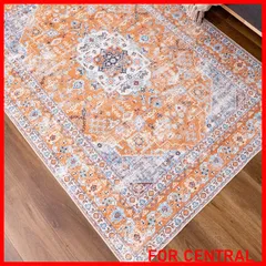 【特価】DECOMALL カーペット 3畳 ペルシャ絨毯風 ラグ マット160x230CM 洗える 花柄 オールシーズン 滑り止め オレンジ 防ダニ 防臭 床暖房対応