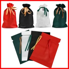 プレゼント プレゼント 巾着袋 バレンタイン おしゃれ リボン付き不織布 ラッピングバッグ 袋 誕生日 袋 記念日 四色 クリスマス ラッピング 包装小分け ギフト袋 プレゼント用 包む 収納（８枚セット YFFSFDC ）