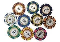 ポーカーチップ６種類５５０枚&カードセット　モンテカルロ　クレイ　中古品 ポーカーチップ6種類550枚&カードセット モンテカルロ