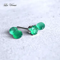 ✴︎つけっぱなしOK✴︎ インド産 グリーンオニキス 一粒 ピアス 4mm 宝石質AAA 316 サージカルステンレス 片耳用 金属アレルギー対策 スタッド