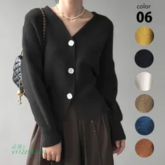 レディース Vネックカーディガン イエロー ブラック ホワイト ブラウン ネイビー キャメル ニットカーディガン フリーサイズ  vii2z912231