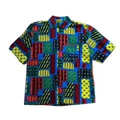 80's~ Unknown Geometric Pattern s/s Shirts 幾何学模様 幾何学柄 幾何学 アート 半袖 シャツ 古着 ヴィンテージ 夏物 マルチカラー