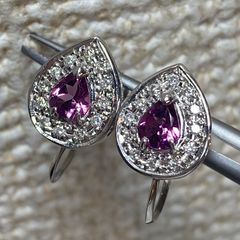 ロードライドガーネット＆ダイアモンドイアリング　Pt900　RG0.40/0.40ct　DIA0.09/0.09ct