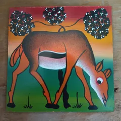 絵画 Tingatinga 20*20cm (14) Animal circle 1 』Big-Tingatinga by Mteko 60*60cm | Duka La