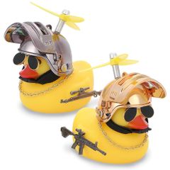 SALUDABLE 自転車 ベル アヒル ライト 自転車 アクセサリー 可愛い プロペラ 2個セット (ゴールド + シルバー)