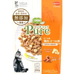 （まとめ買い）日本ペットフード コンボ キャット ピュア ドライタイプ まぐろ味・鶏肉・かつお節添え 200g （100gx2袋）猫用フード 【×12セット】