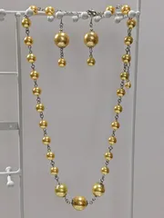 【イエローネックレスピアスセット】ハンドメイド