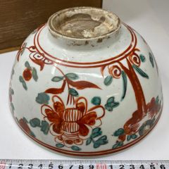 中国明時代　呉州赤絵大鉢　木箱付　口径約23.5㎝東Y7-1003☆2Fトコカト 中国明時代 呉州赤絵大鉢 木箱付 口径約23.5㎝東