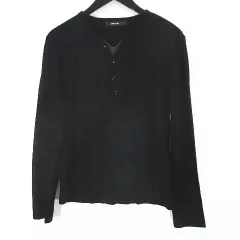 コムサメン COMME CA MEN 長袖 ヘンリーネック カットソー Tシャツ M 黒系 ブラック 毛 ウール 日本製のサムネイル