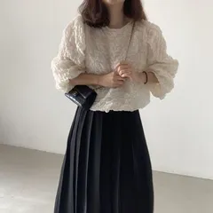 ブラウス シャツ 長袖トップス フリル かわいい しわ加工 バルーン スリーブ ブラウス プルオーバー ルーズ シャツ 長袖 ゆったり 大きめ 長め丈 無地 きれいめ 春 秋 レディース 韓国ファッション milyx48