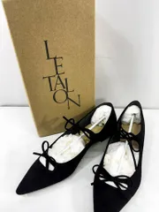 s25t-0892y【中古】【未使用】LE TALON　ルタロン　ポインテッド ダブルリボン　フラットパンプス　パンプス　レディース23182820-1508　24.5