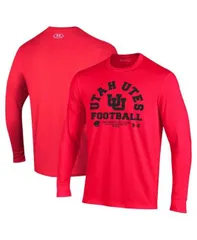 【送料無料】 アンダーアーマー メンズ Tシャツ トップス Men's Red Utah Utes 2025 Sideline Football Performance Cotton Long Sleeve T-Shirt Red