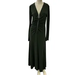 186004 新品未使用 ZARA ザラ ロングドレス ワンピース M ダークグリーン 定価7590円 ポリエステル