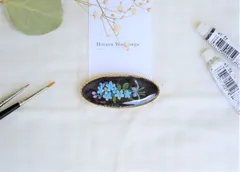 青い花のバレッタ＊ブルースター＊手描き一点物