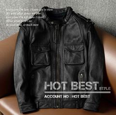 上質 メンズ レザー ジャケット カウハイド 牛革 ヴィンテージ加工 M65