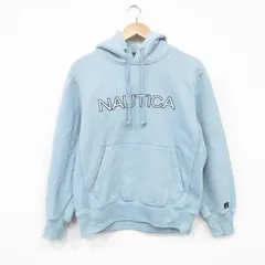 L/古着 ノーティカ長袖 ブランド スウェット パーカー メンズ ビッグロゴ 薄水色 25oct02 中古 長袖 スエット トレーナー トップス