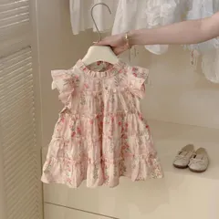 ワンピース 女の子 夏用 花柄 コットン プリンセス ドレス かわいい ベビー服 M250801-40
