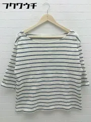 ◇ R JUBILEE アール ジュビリー ボーダー 七分袖 Tシャツ カットソー サイズSM ホワイト ブラック レディース 【中古】 【1002802323508】