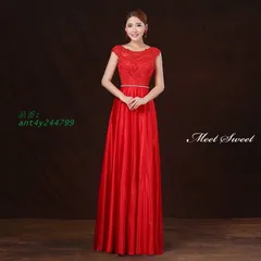 カラードレス ロングドレス レッド 赤 ファスナー 演奏会 コンクール 大人 舞台 発表会 ステージドレス コンサート 合唱衣装 大きいサイズ ウェディングドレス ant4y244799