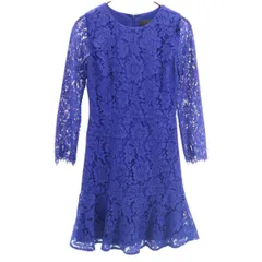 J.CREW ジェイクルー 長袖 フローラルレース ワンピース 0 ブルー ドレス レディース 古着